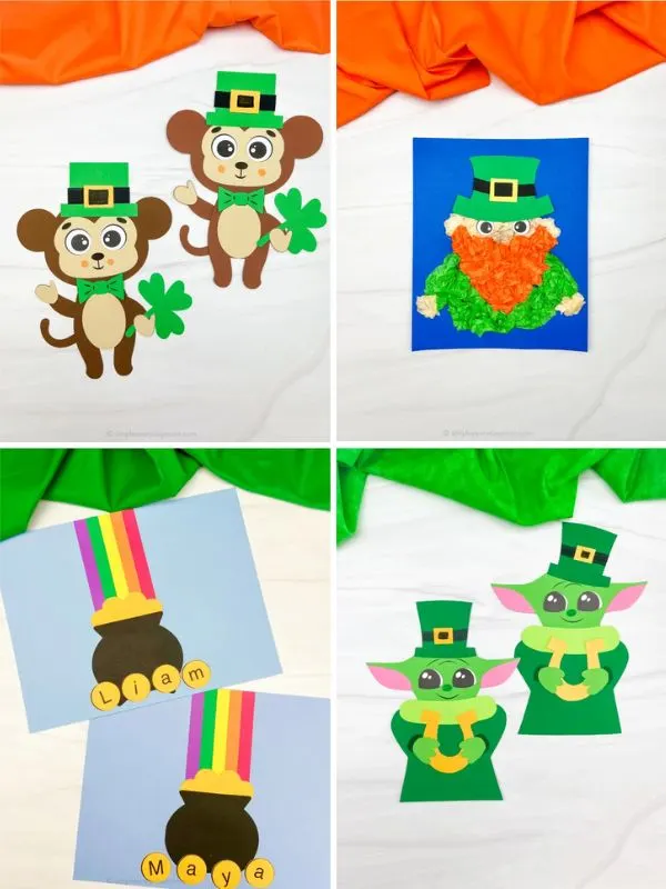 collage of st patrics days crafts for kids