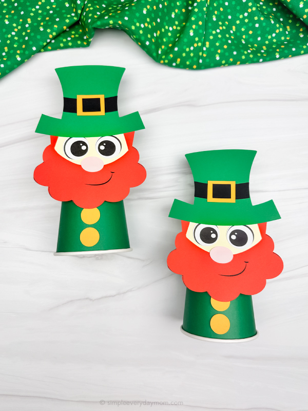 two crafts of leprechaun paper cup craft
