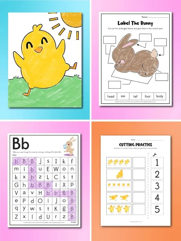collage image of Easter Activities Printables