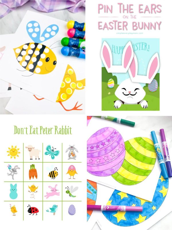 Collage of Easter Activity Printables