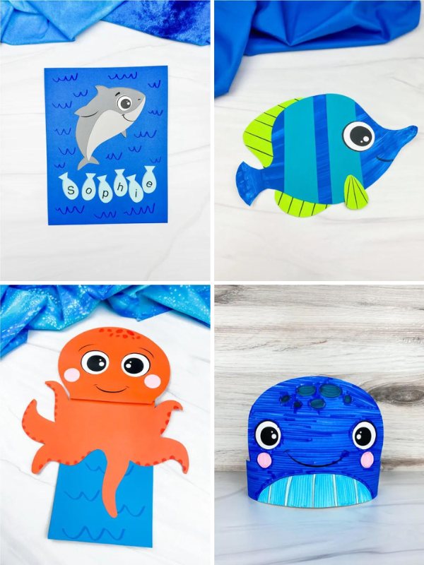 Collage of Ocean Kids' Crafts