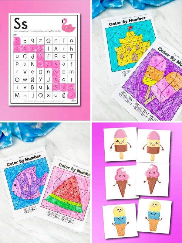 Collage image of Summer Printable Activities