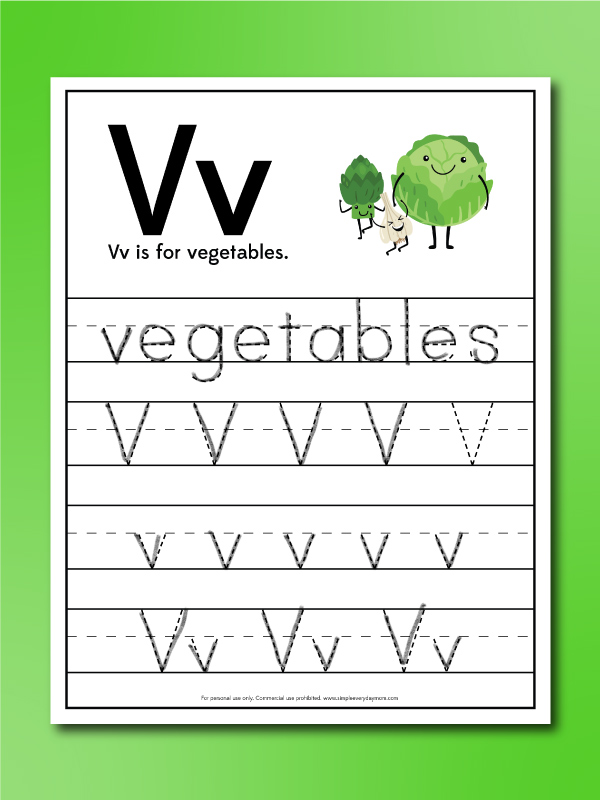 Printable Image of Vegetables Worksheets