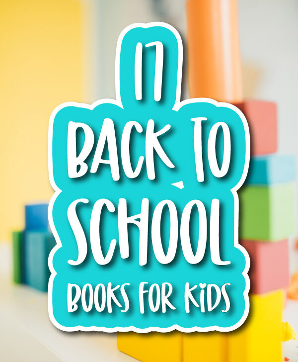 building blocks background with the words 17 back to school books for kids