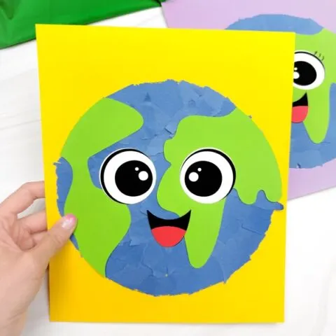 Torn Paper Earth Craft For Kids (Free Template)