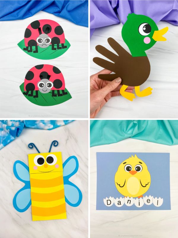 collage of easy spring craft ideas