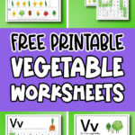 Collage image of Free Printable Vegetable Worksheets