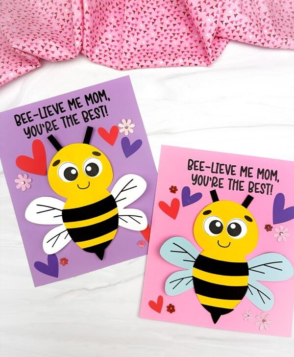 Featured image of two examples finished Mother's Day Bee Craft