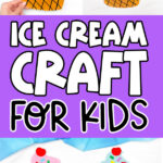 Collage Pinterest Image of Paper Plate Ice Cream Craft with the word Ice Cream Craft for Kids in the middle