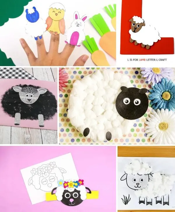 Collage image of Lamb Crafts for Preschool