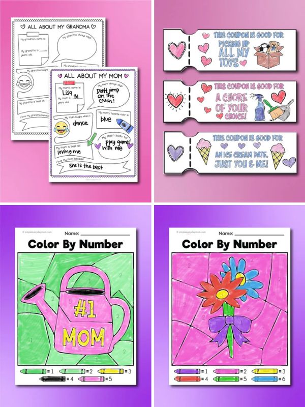 collage of mother's day activities for kindergarten