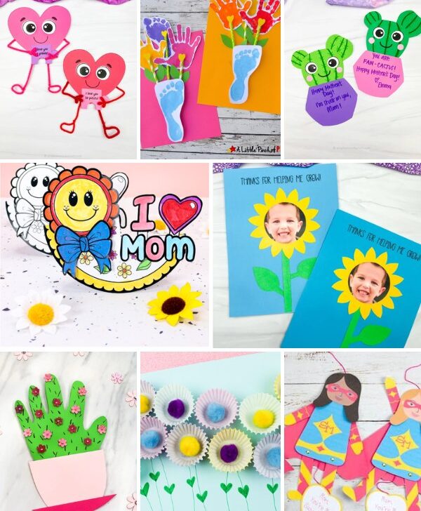 collage image of Mother's Day crafts for kids
