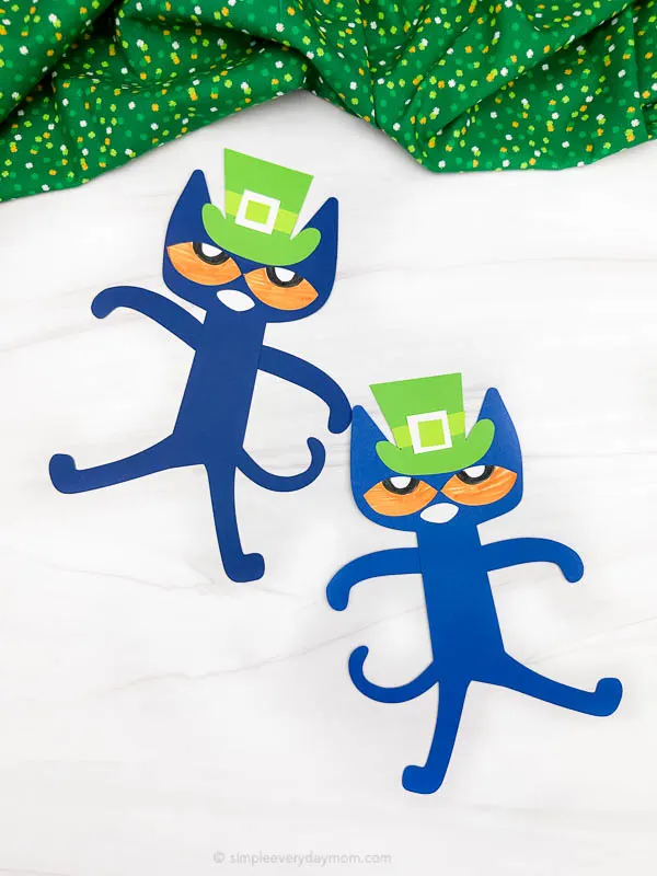 two craft image of pete the cat leprechaun