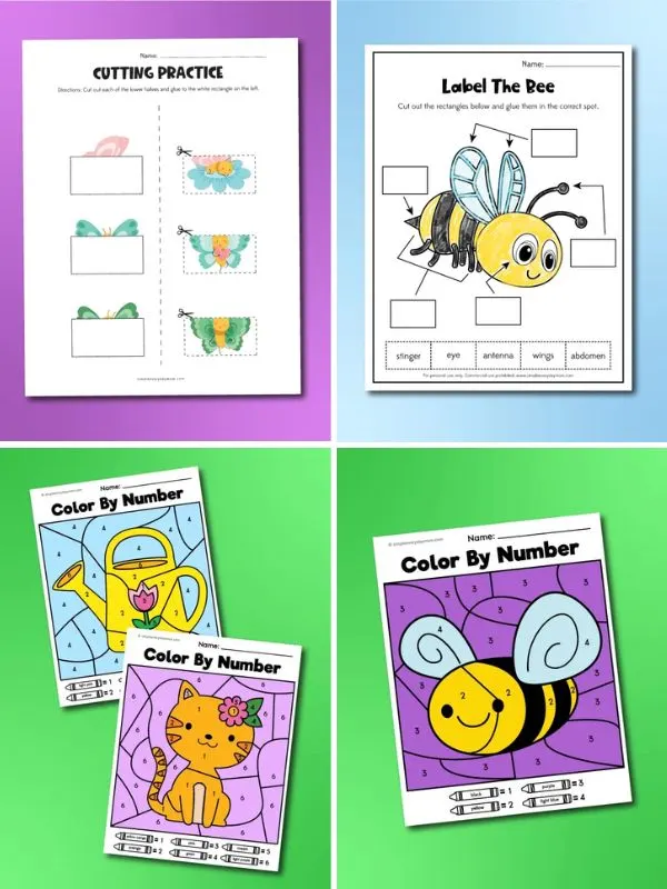 collage of spring activities for preschoolers