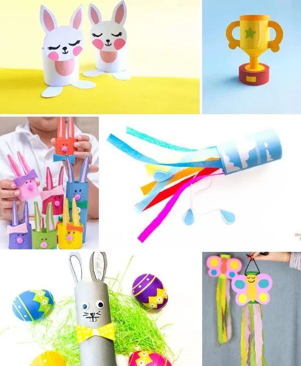 Collage image of Spring Toilet Paper Roll Crafts