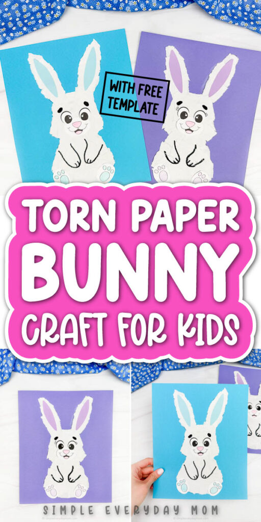 Collage Cover Image of torn paper bunny craft for kids with the word torn paper bunny craft for kids in the middle