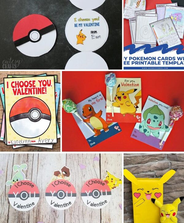 Collage Featured image of Free Printable Pokemon Valentine Cards
