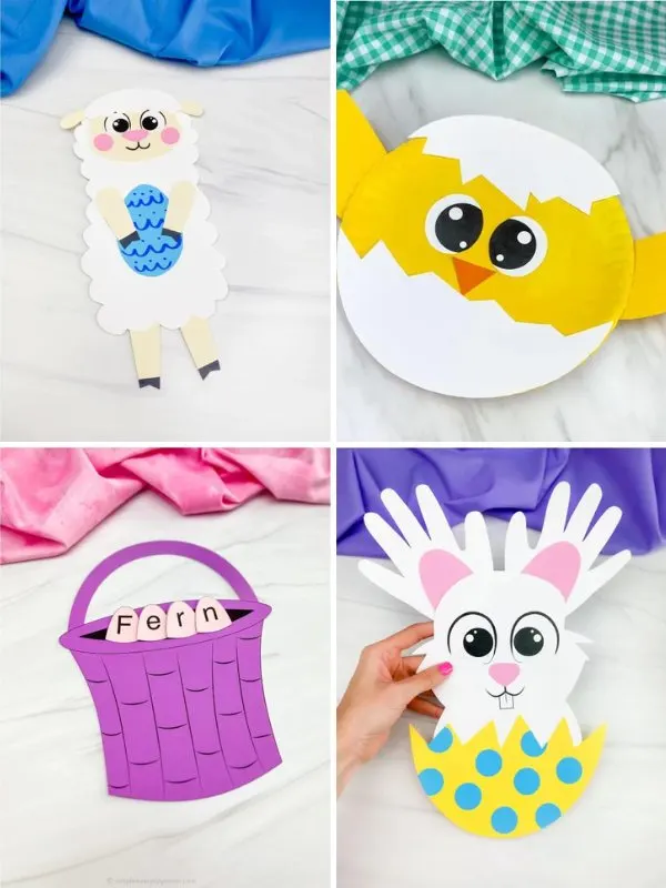 Collage of Kindergarten Easter Crafts