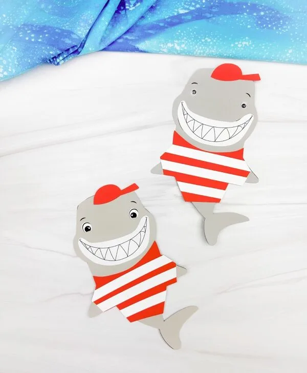 two example of finished Clark the Shark Craft