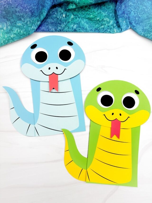 Snake Paper Bag Puppet Craft (Free Template) Story