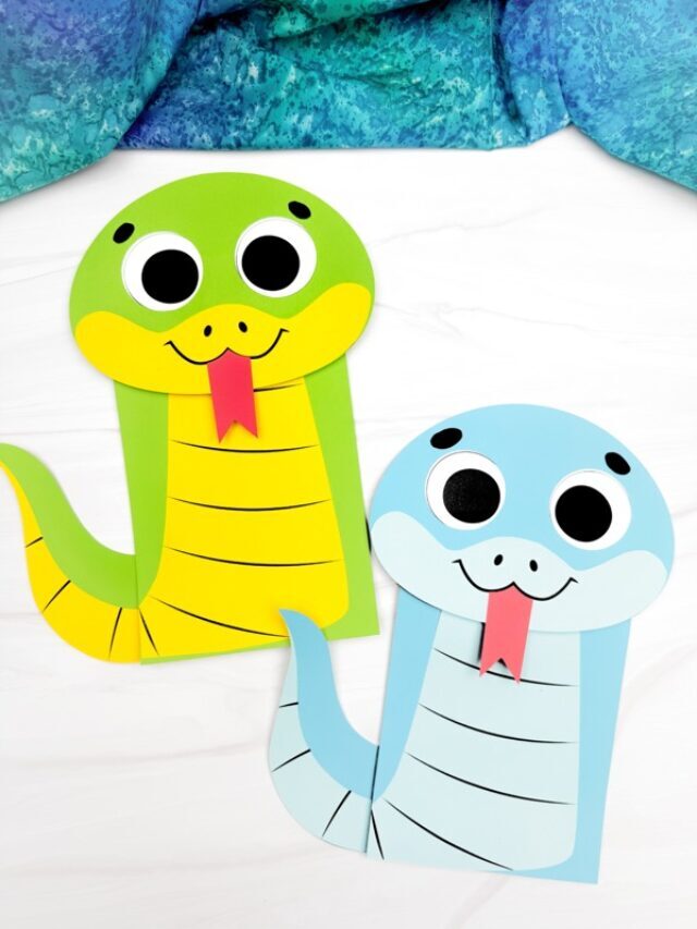 Snake Paper Bag Puppet Craft (Free Template) Story