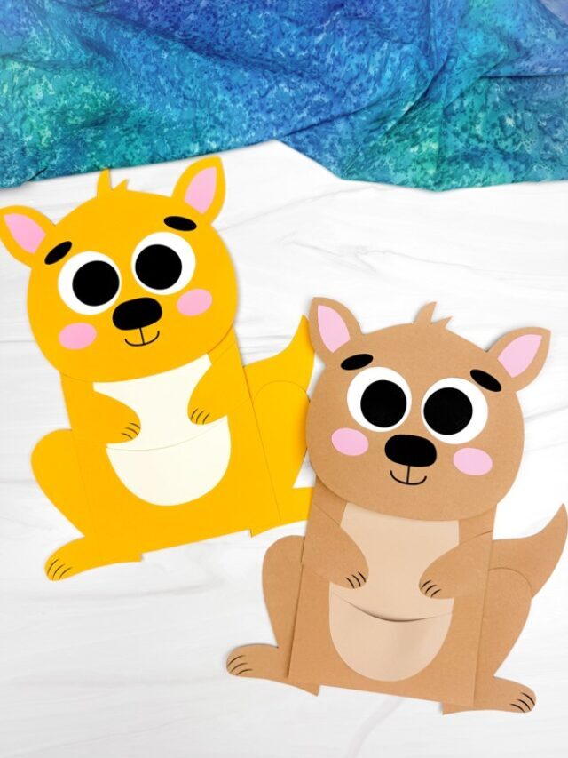 Cute Kangaroo Paper Bag Puppet (Free Template) Story