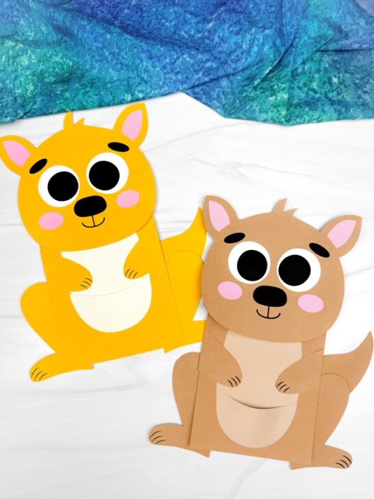 Cute Kangaroo Paper Bag Puppet (Free Template)