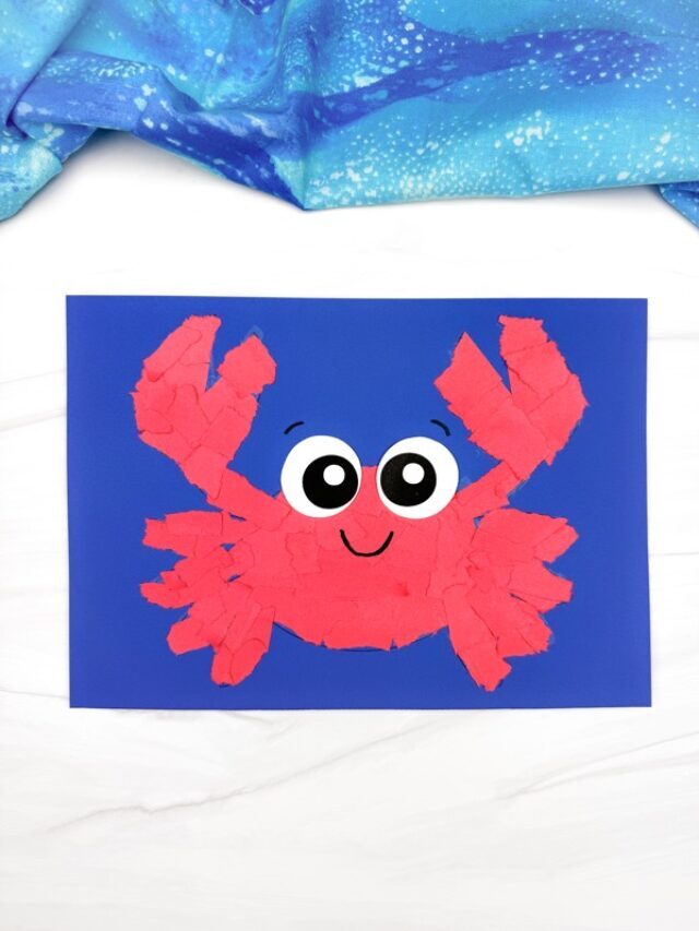 Torn Paper Crab Craft For Kids (Free Template) Story