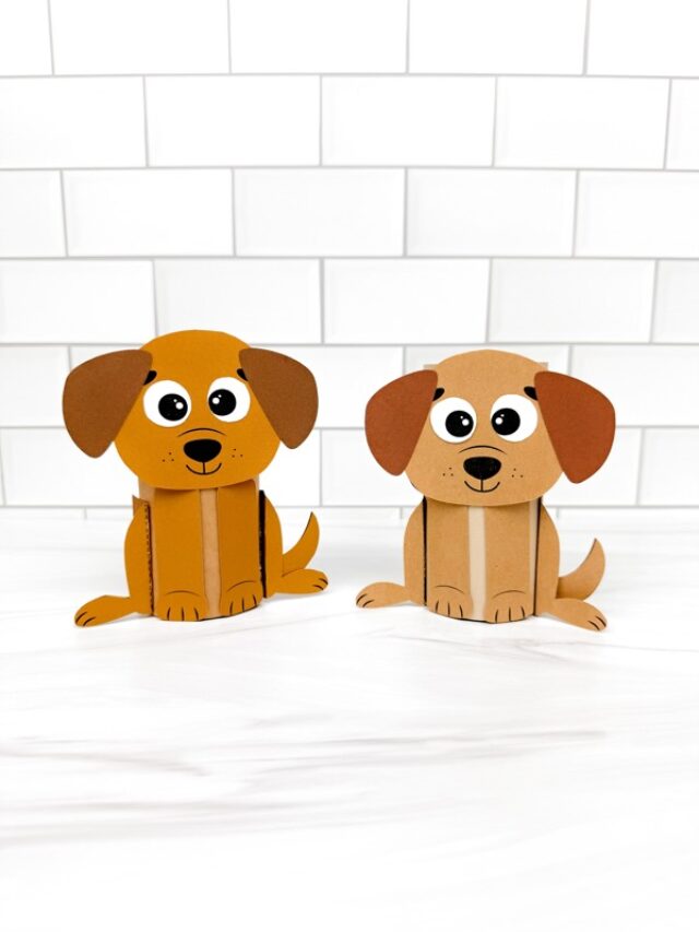 Two finished example of Toilet Paper Roll Dog Craft