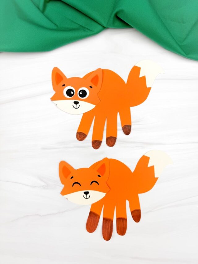 Two finished example of Handprint Fox Craft