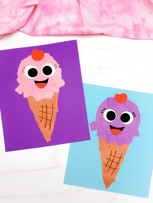 Torn Paper Ice Cream Craft (Free Template) Story