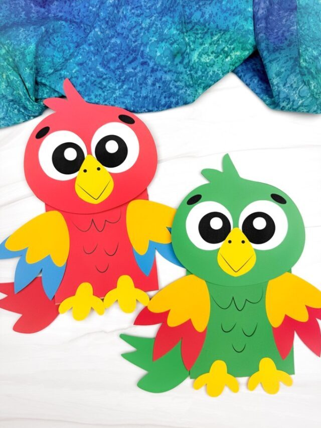 Parrot Puppet Craft For Kids (Free Printable Template) Story