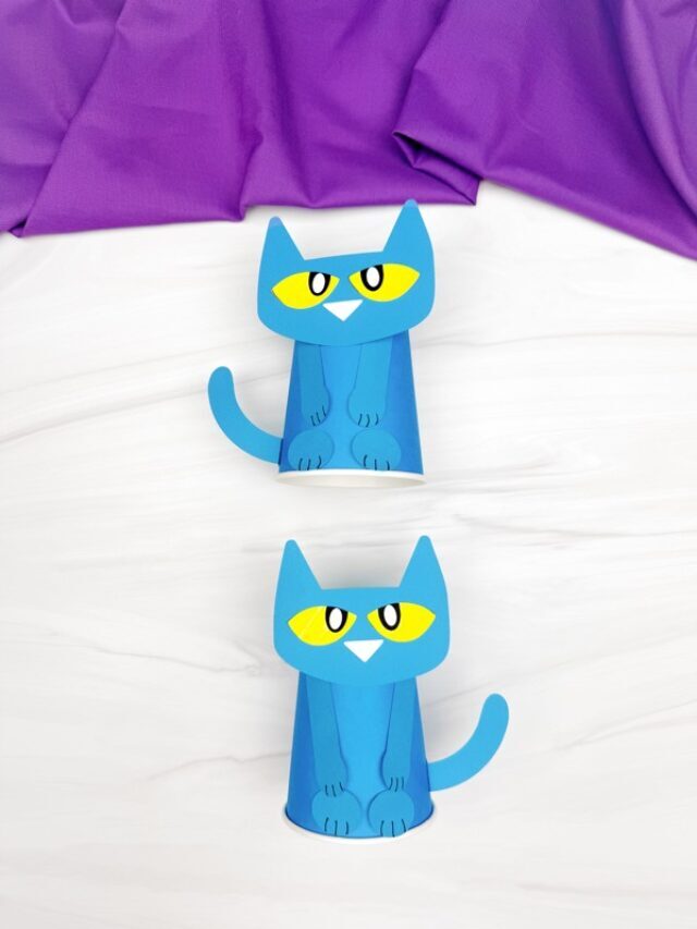 Pete the Cat Paper Cup Craft For Kids W/ PDF Template Story