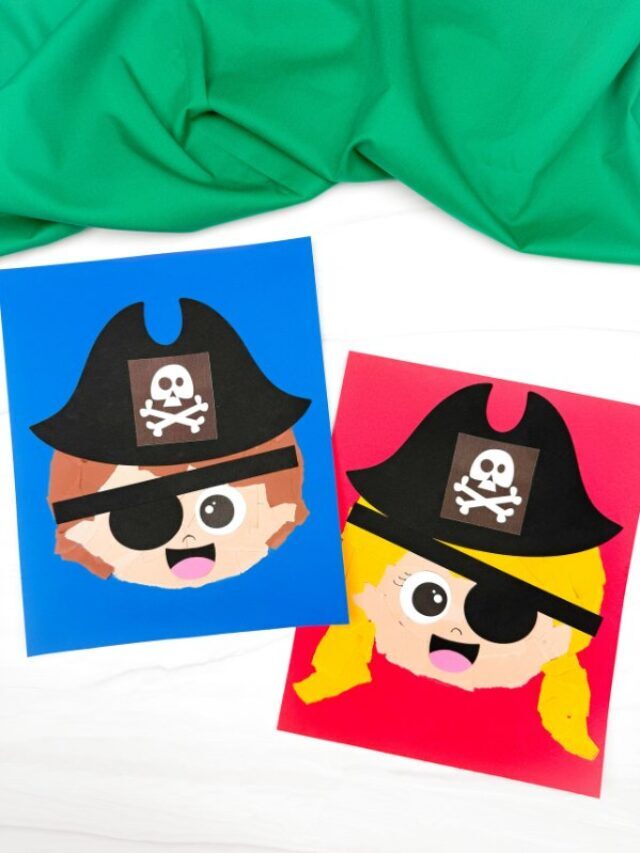 Torn Paper Pirate Craft For Kids (Free Template) Story