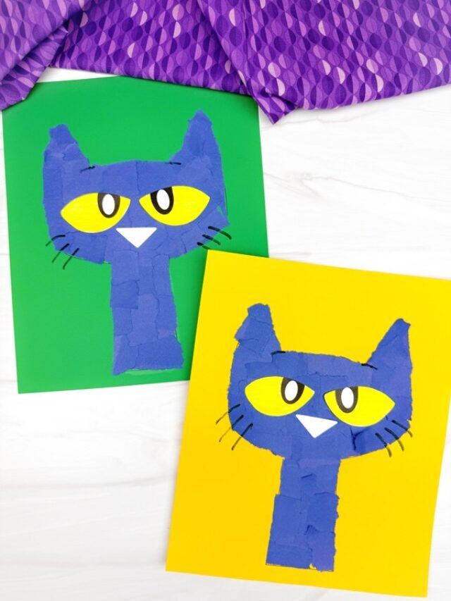 Torn Paper Pete the Cat For Kids (Free Template) Story