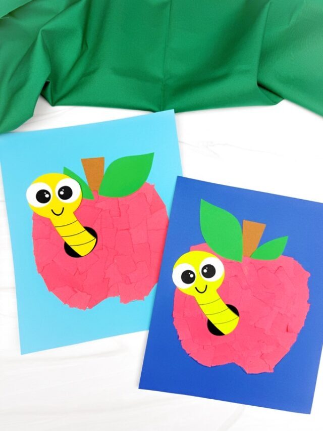 Easy Torn Paper Apple Craft For Kids(Free Template) Story