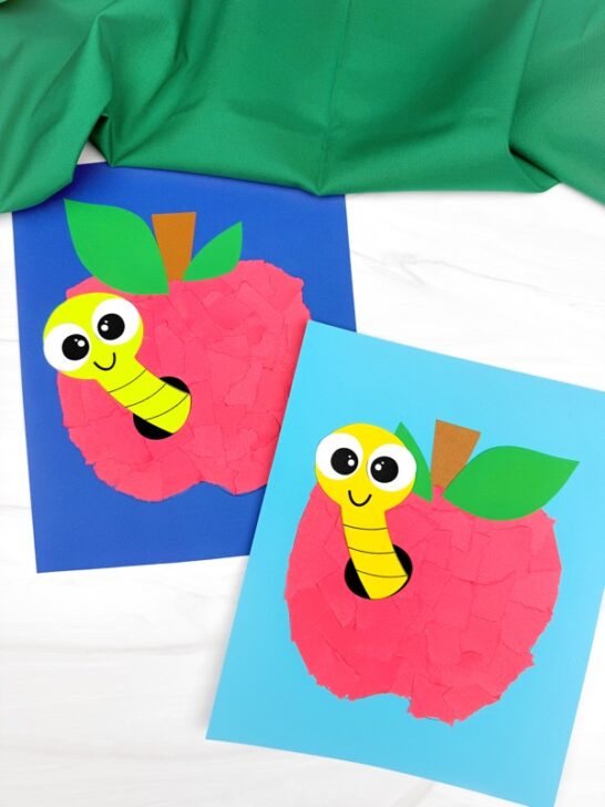 Easy Torn Paper Apple Craft For Kids(Free Template)