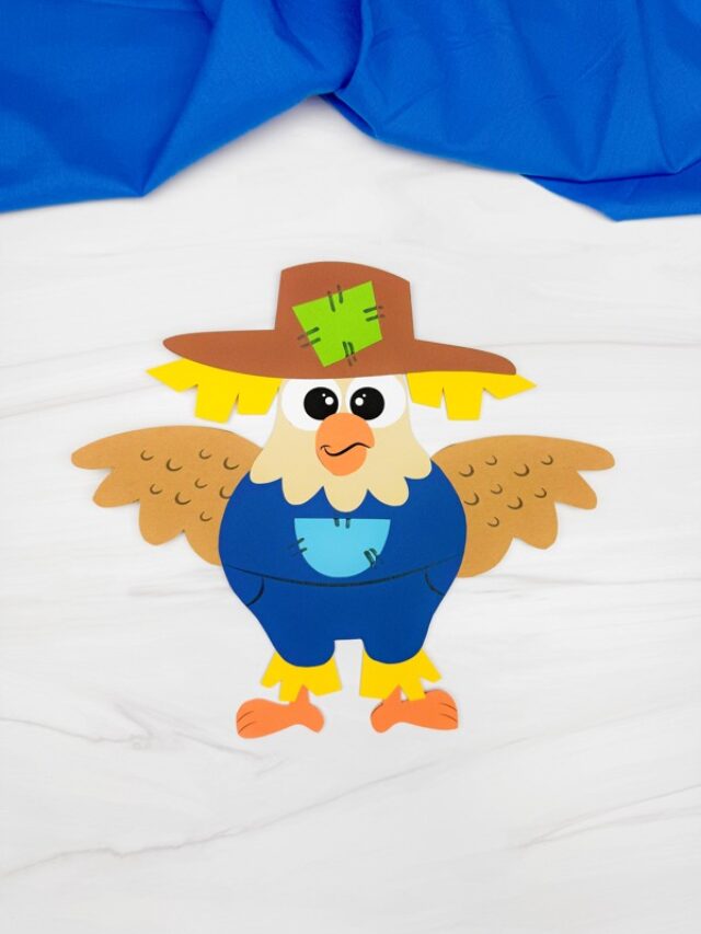 Finished example of the Chicken Scarecrow Craft