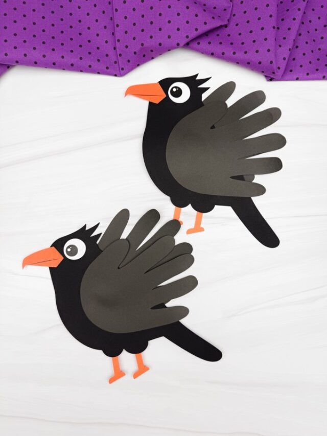 Handprint Crow Craft For Kids (Free PDF Template) Story
