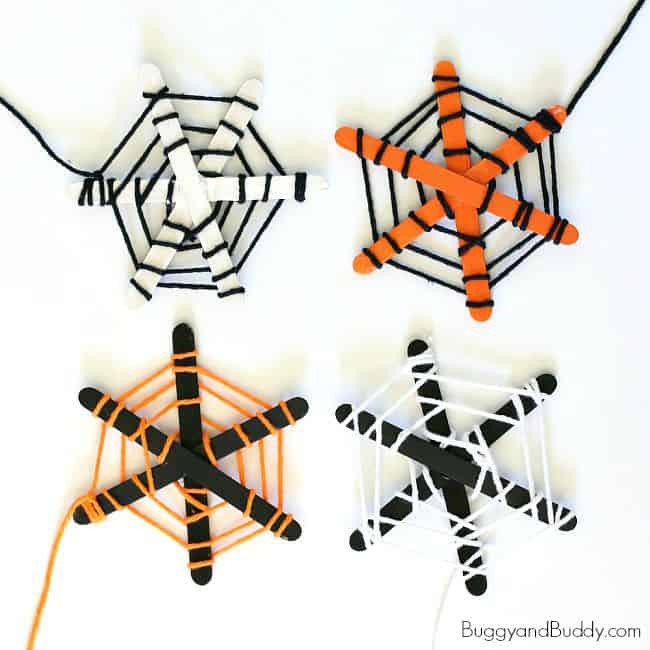 Popsicle Stick and Yarn Spiderweb for Kids
