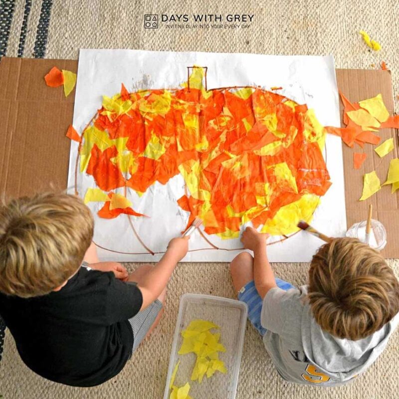 Tissue Paper Pumpkin Art