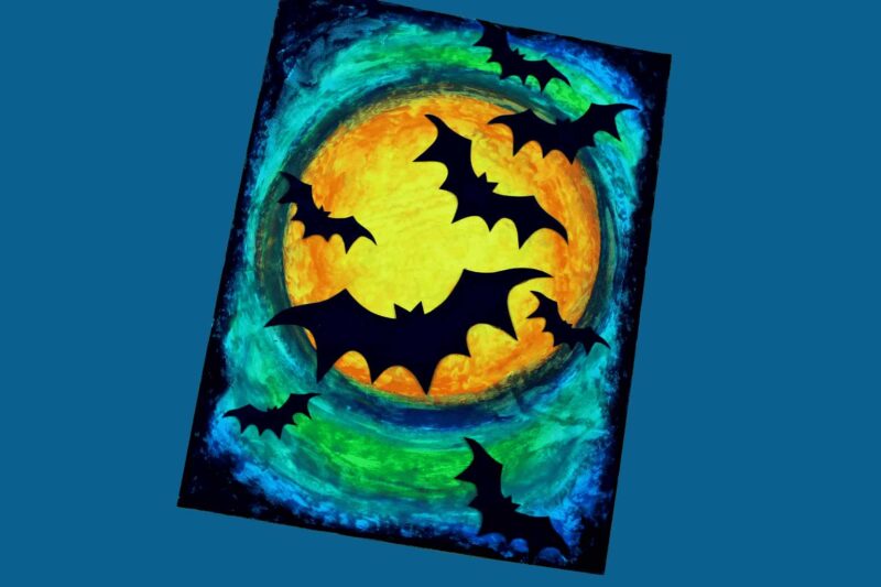 Oil Pastel Bat Silhouette Art