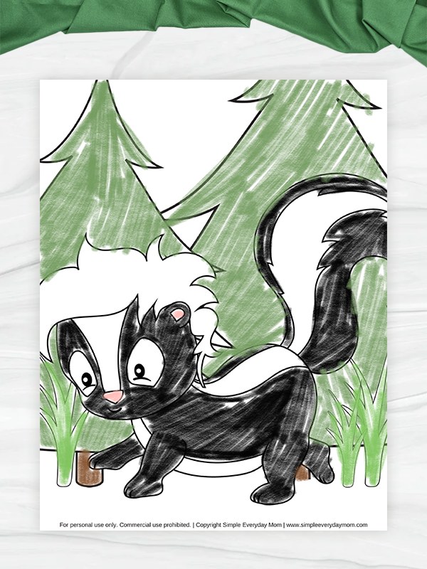 Free Printable skunk Image of the Forest Animal Coloring Pages