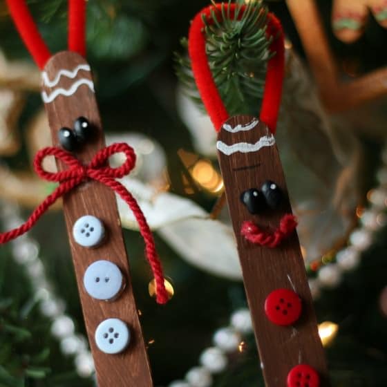 Popsicle Stick Gingerbread Man Ornament