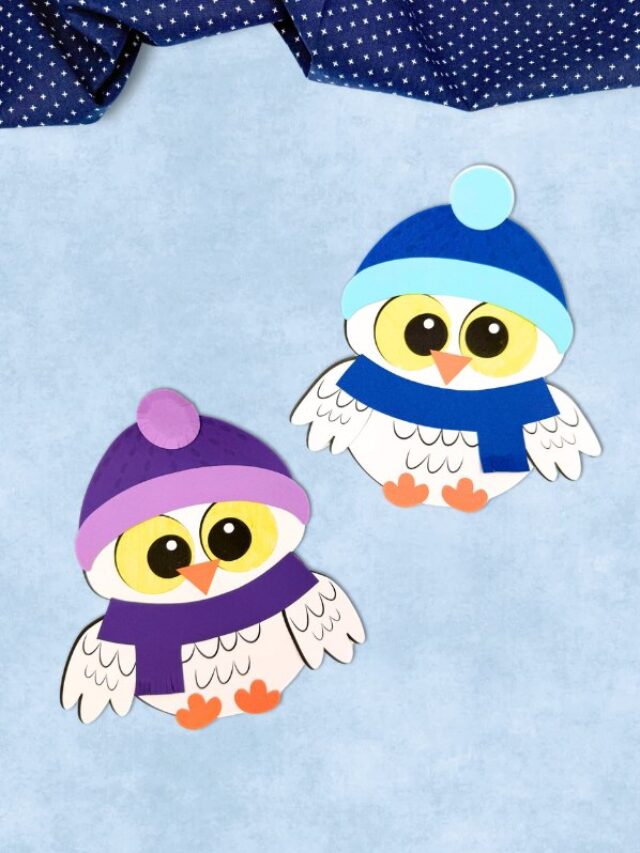 Two finished example of the Winter Owl Craft