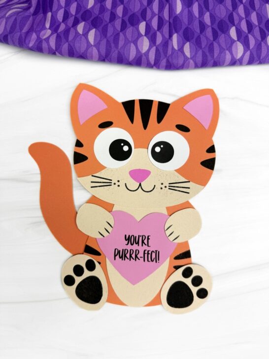 Make This Cute Cat Valentine Craft – Free Template Included!