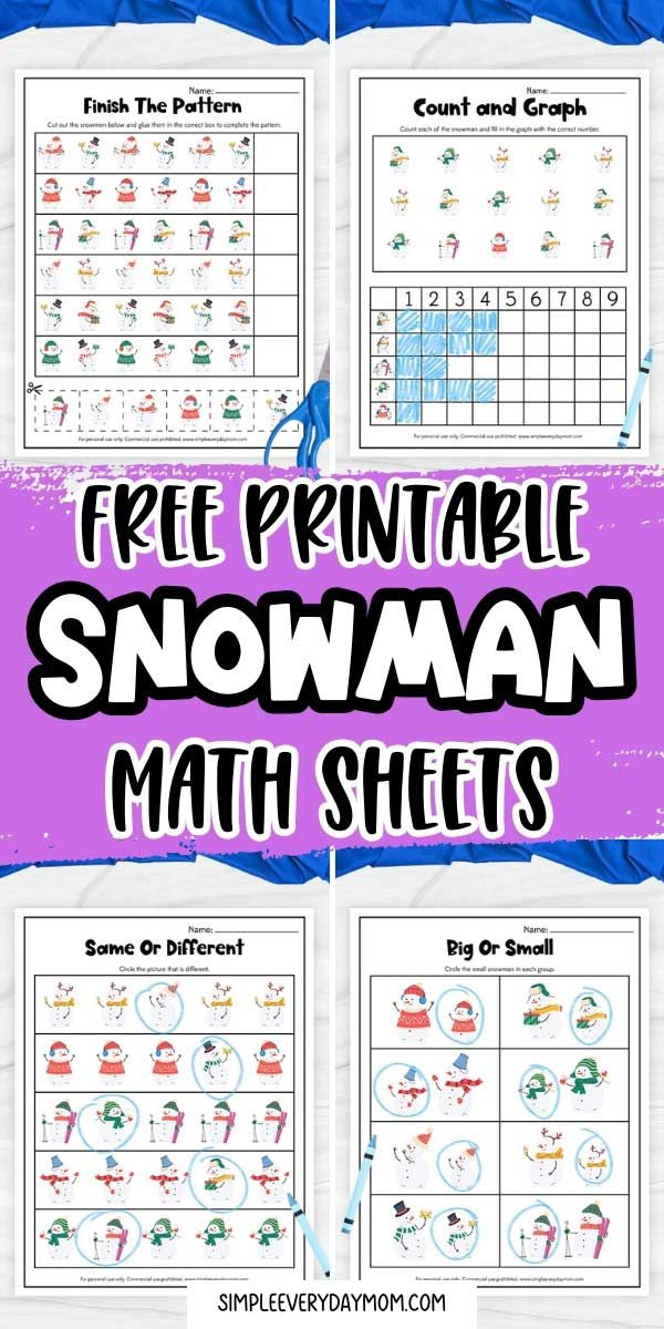 Free Printable Snowman Math Worksheets