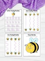 Free Printable Bee Tracing Worksheets For Preschoolers