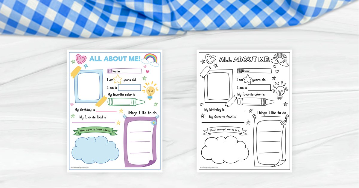 Free All About Me Worksheet For Kids