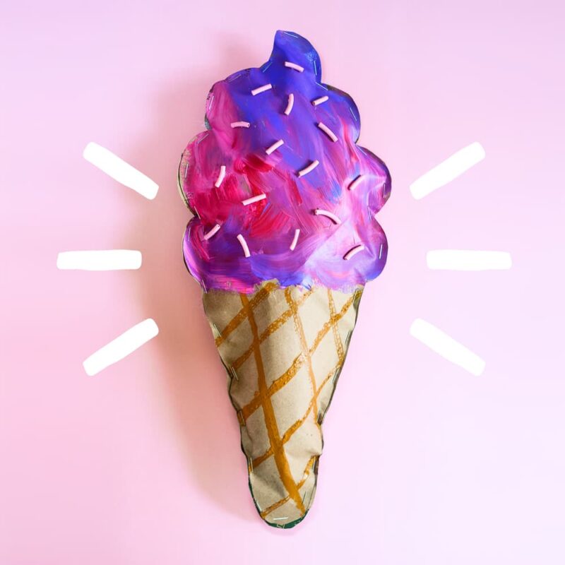 Puffy Paper Bag Ice Cream Cone Sculptures